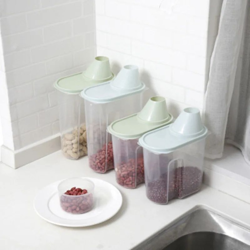 Household Kitchen Grain And Food Storage Box With Measuring Cup 4