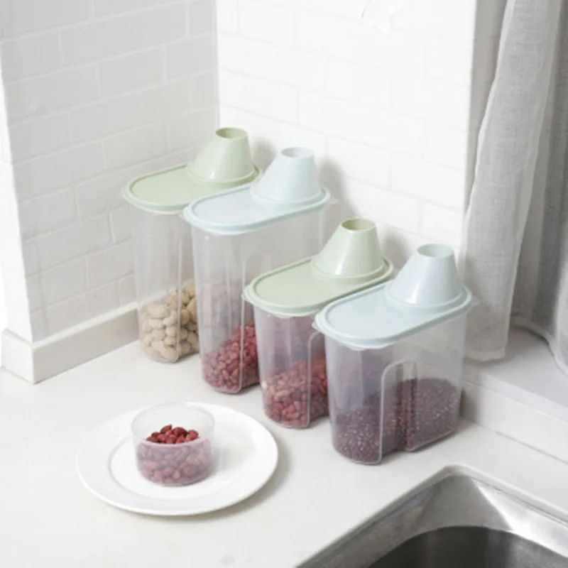Household Kitchen Grain And Food Storage Box With Measuring Cup 4