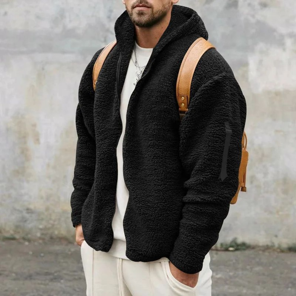 Mens DoubleSided Fleece Warm Hooded Jacket 6
