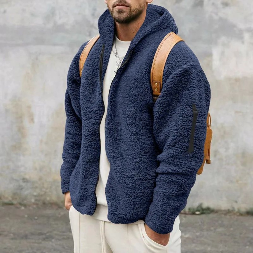 Mens DoubleSided Fleece Warm Hooded Jacket 8
