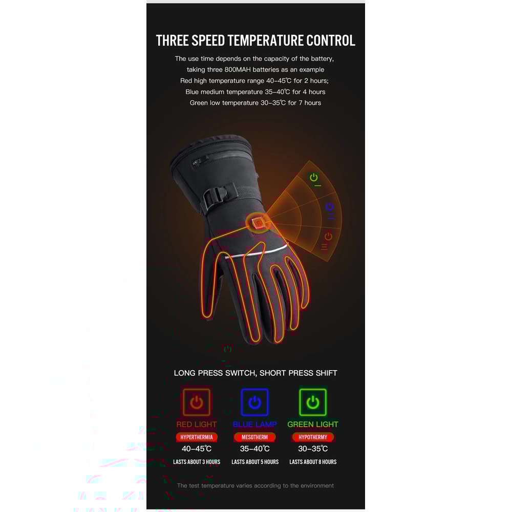 Electric Heated Motorcycle Winter Gloves Waterproof Rechargeable 7