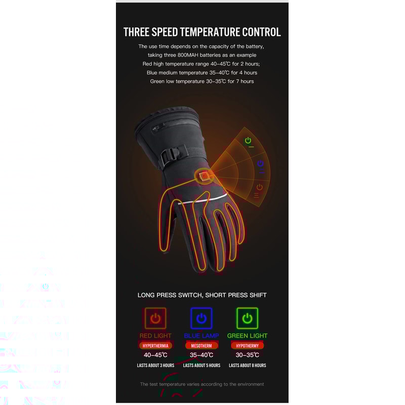 Electric Heated Motorcycle Winter Gloves Waterproof Rechargeable 7