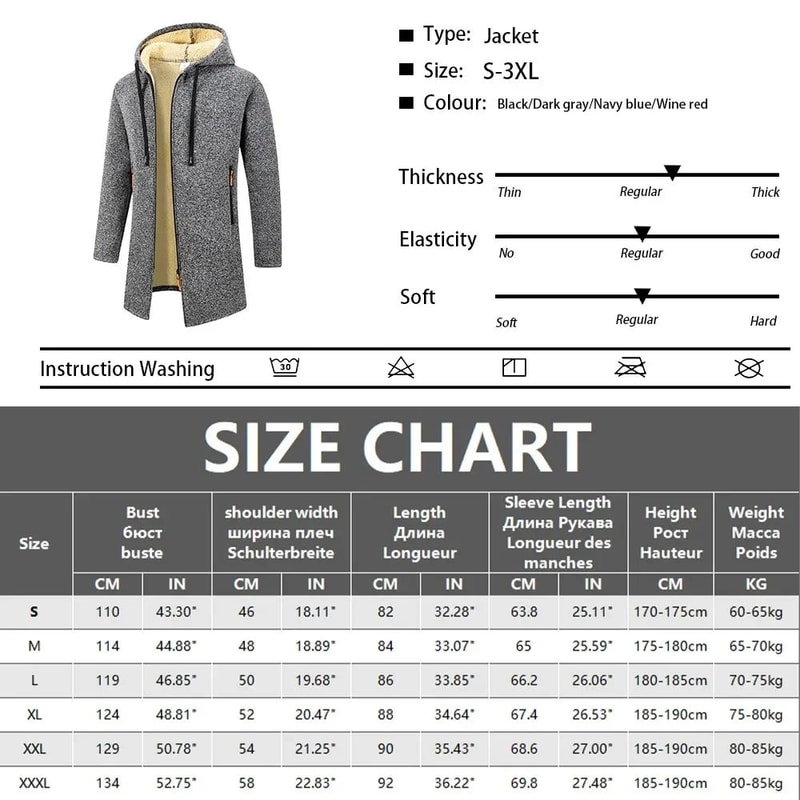 Mens Thickened Warm Winter Hoodie Jacket 1