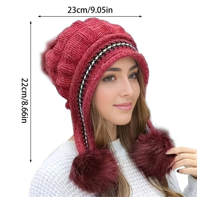 Womens FleeceLined Winter Fur Earflap Beanie Hat 1