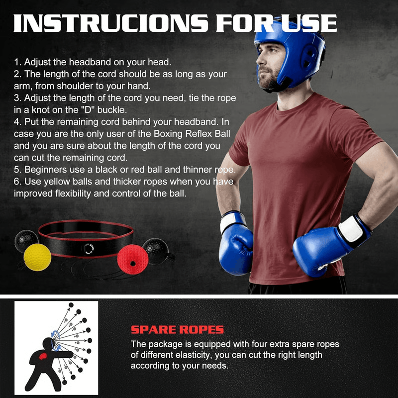 Boxing Reflex Ball Headband Set Improve Speed Focus HandEye Coordination 5