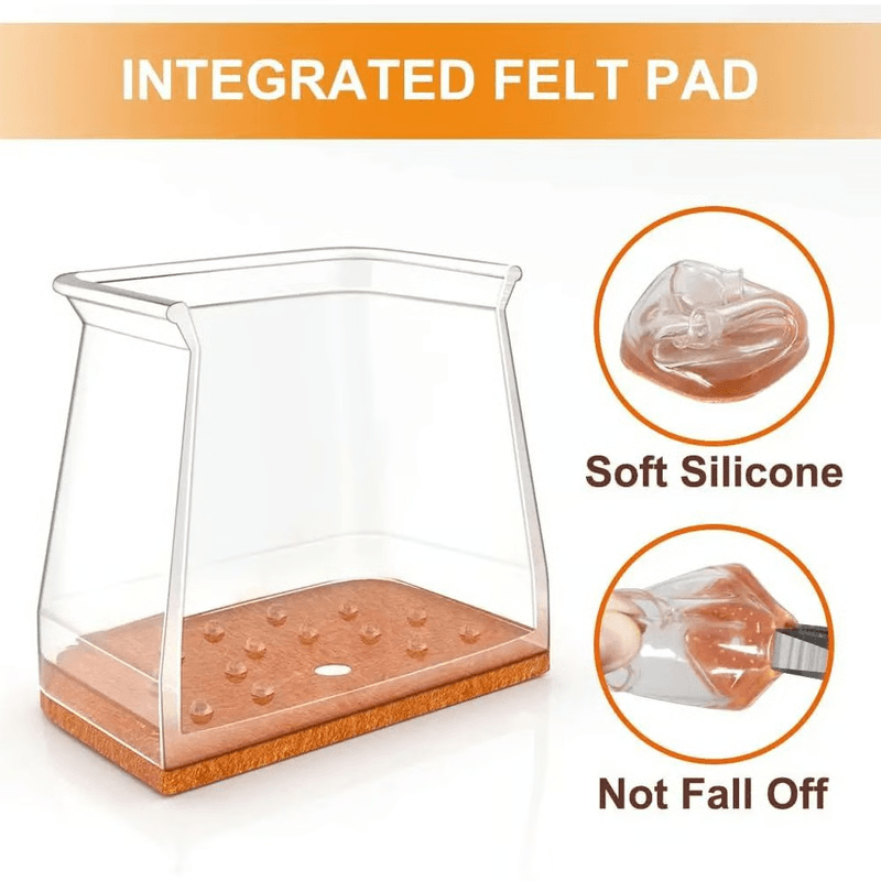 Square Chair Leg Floor Protectors Silicone Furniture Pads For Hardwood Floors 6