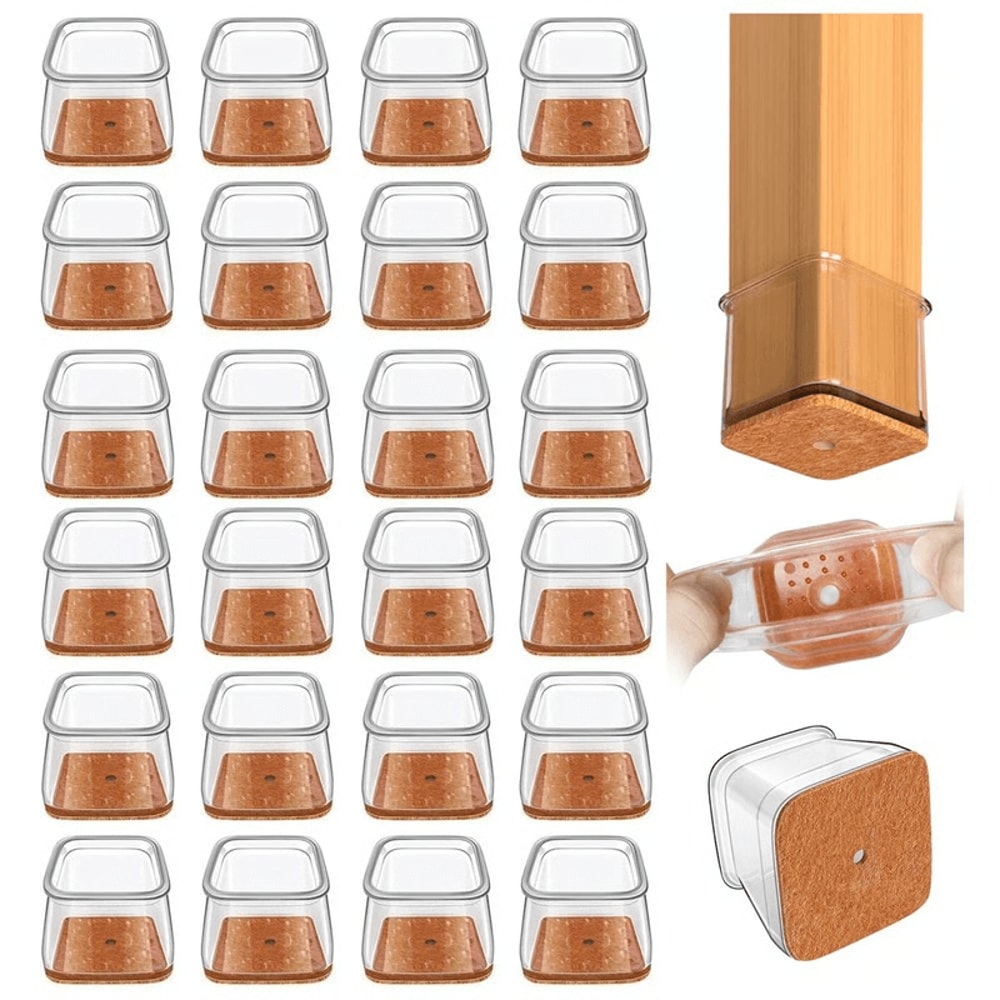 Square Chair Leg Floor Protectors Silicone Furniture Pads For Hardwood Floors 0