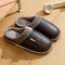 Mens Winter PU Leather Fur Lined Home Slippers 10