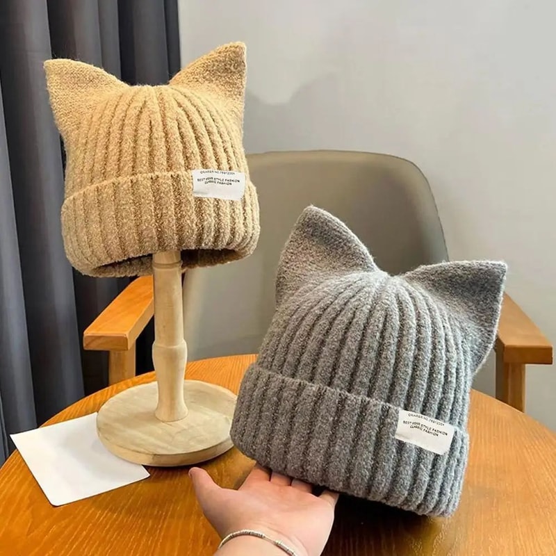 Cute Cat Ear Knitted Winter Beanie 6