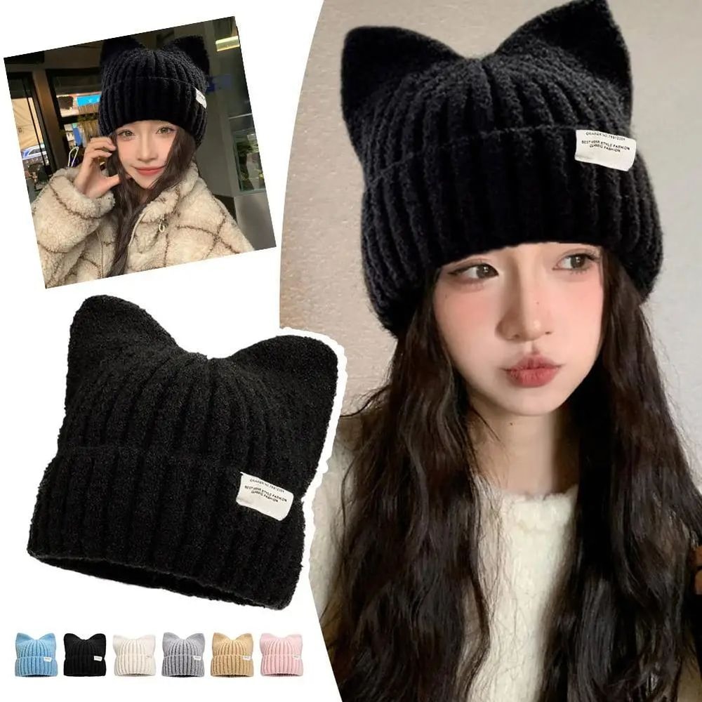 Cute Cat Ear Knitted Winter Beanie 1
