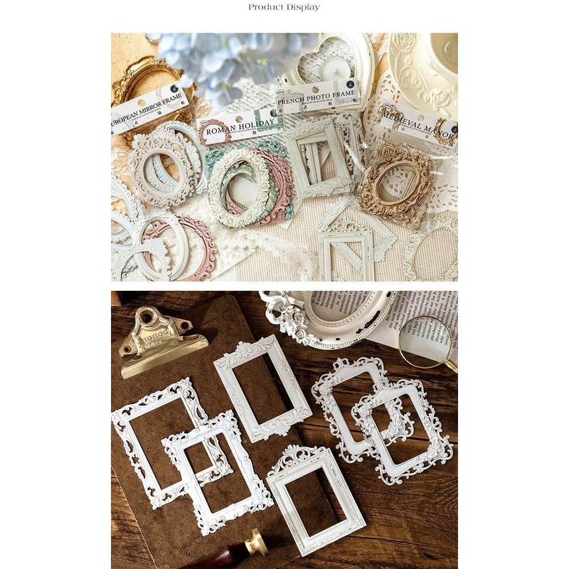 Vintage Hollow Relief Design Cardstock Sheets Set 6