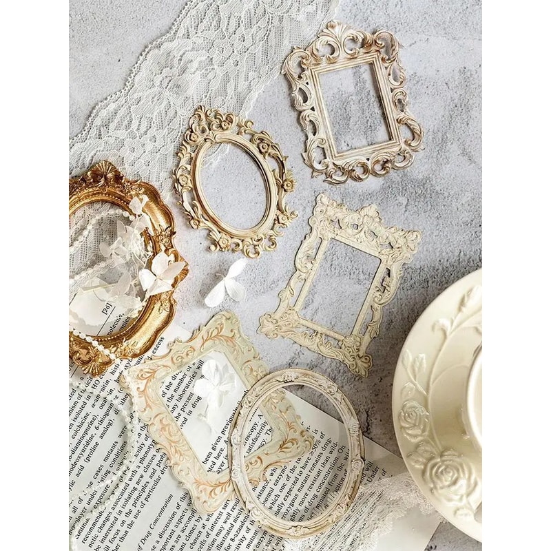 Vintage Hollow Relief Design Cardstock Sheets Set 9