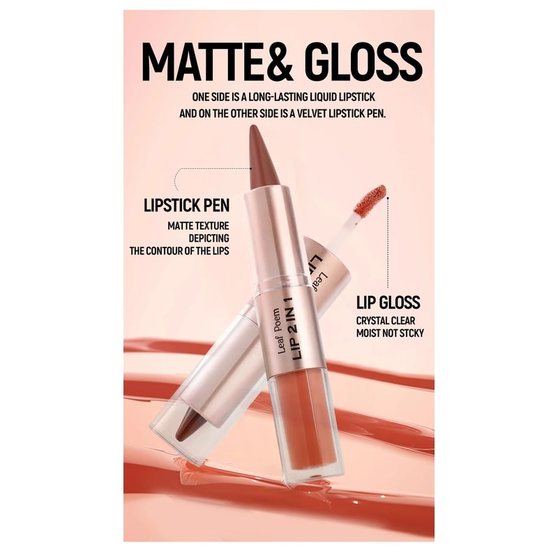 Black Brown DoubleHead Lip Liner And Gloss Set 8