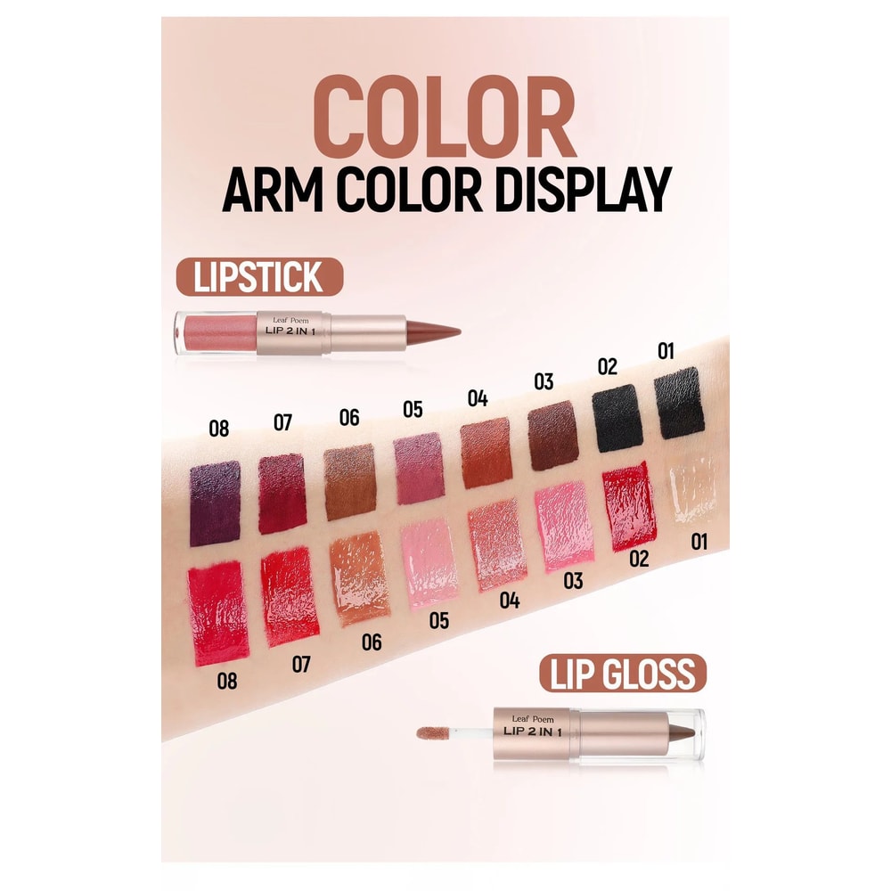 Black Brown DoubleHead Lip Liner And Gloss Set 12