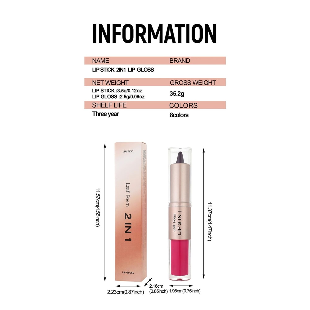 Black Brown DoubleHead Lip Liner And Gloss Set 13