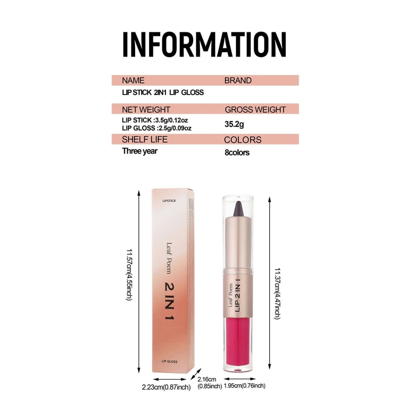 Black Brown DoubleHead Lip Liner And Gloss Set 13