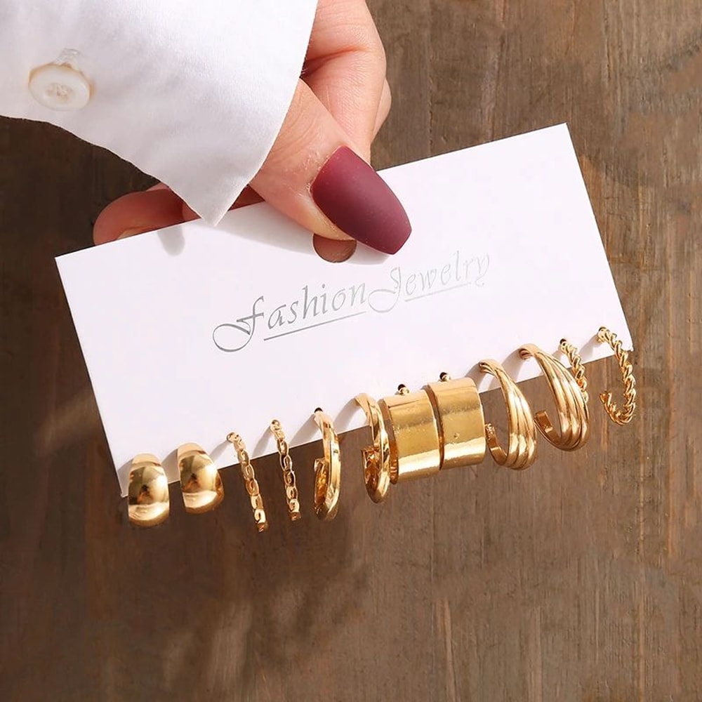 Gold Vintage Geometric Pearl Dangle Earrings 10