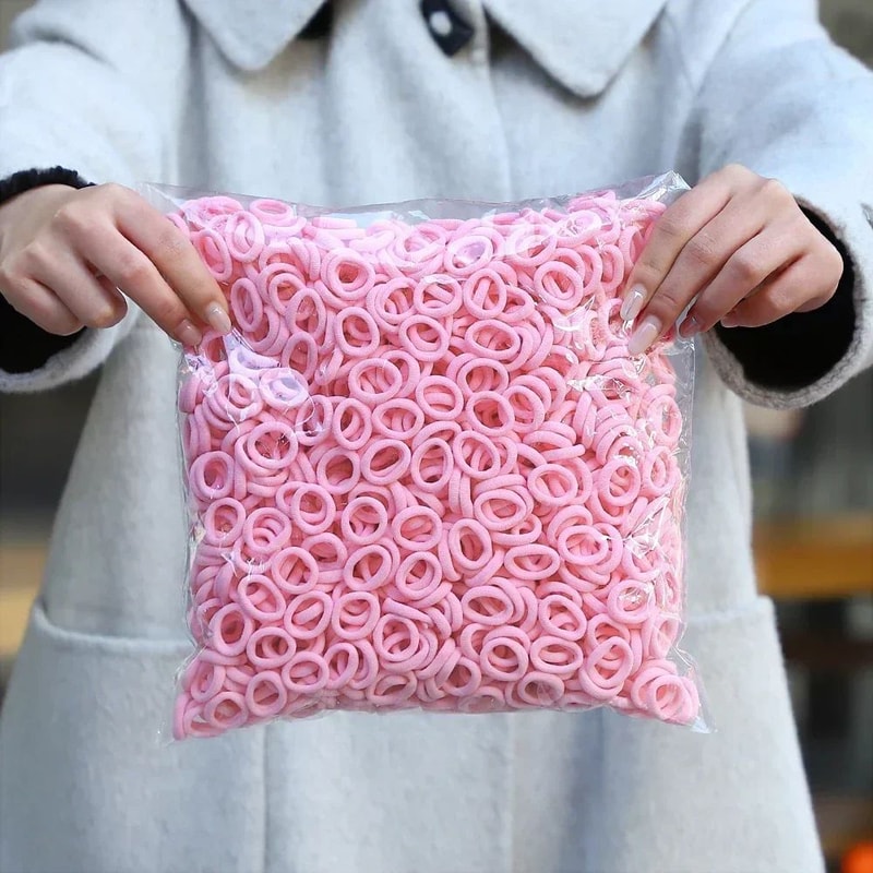 50 PC Colorful Nylon Elastic Hair Ties Set 24