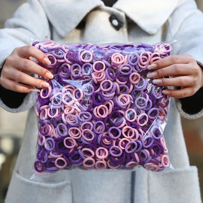 50 PC Colorful Nylon Elastic Hair Ties Set 14