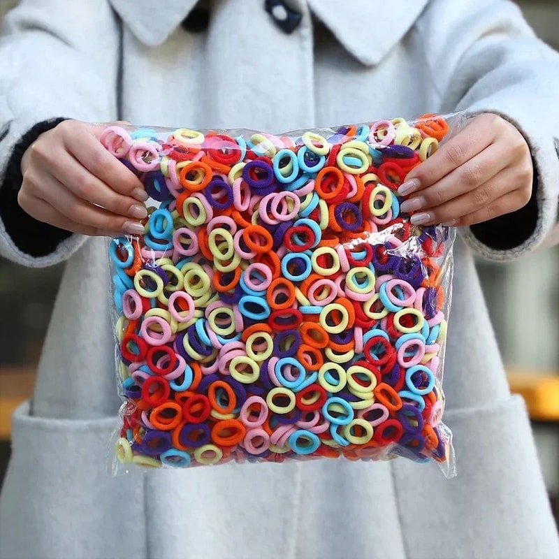 50 PC Colorful Nylon Elastic Hair Ties Set 6