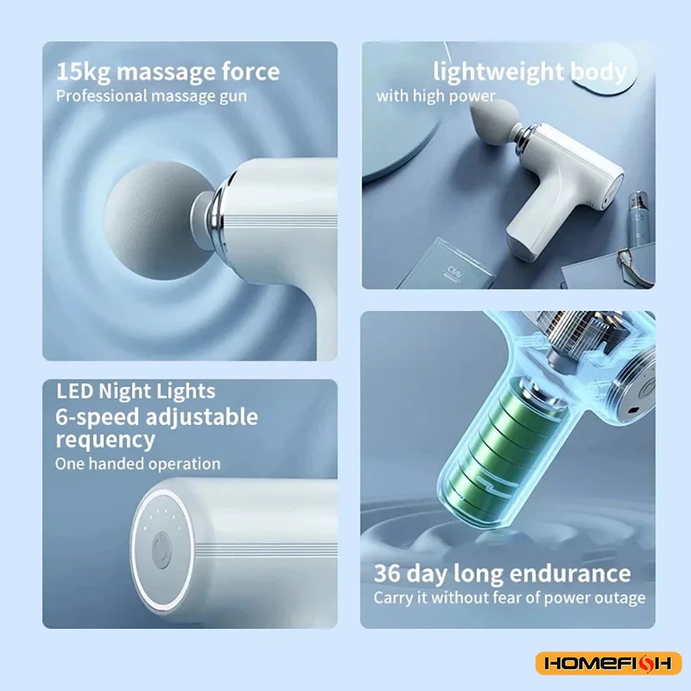 Portable HOMEFISH Electric Massage Gun With LED Display 1