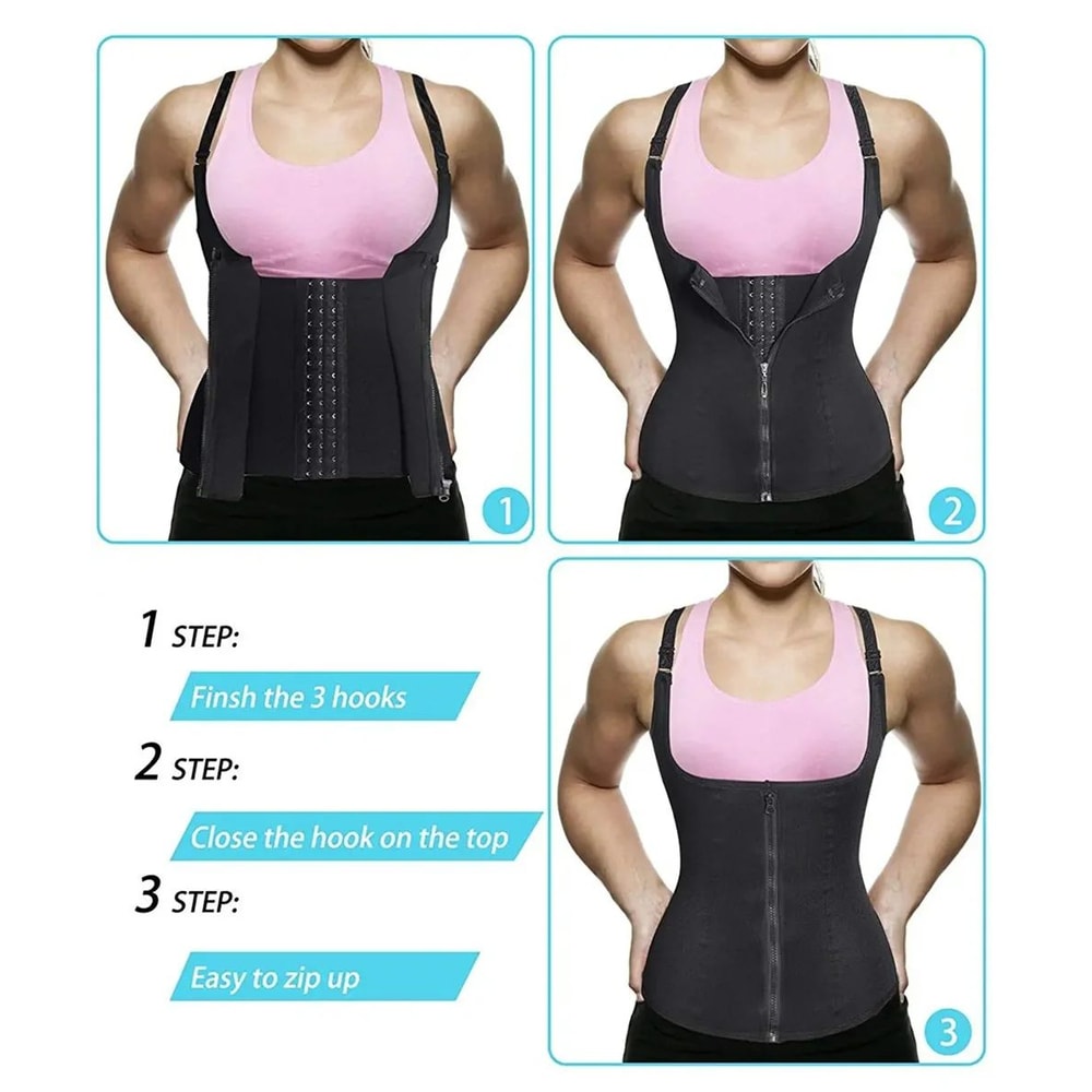 Womens Zipper Waist Trainer Tank Top Body Shaper 4