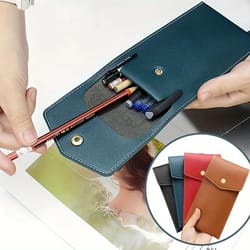 pu leather large-capacity pencil and stationery case