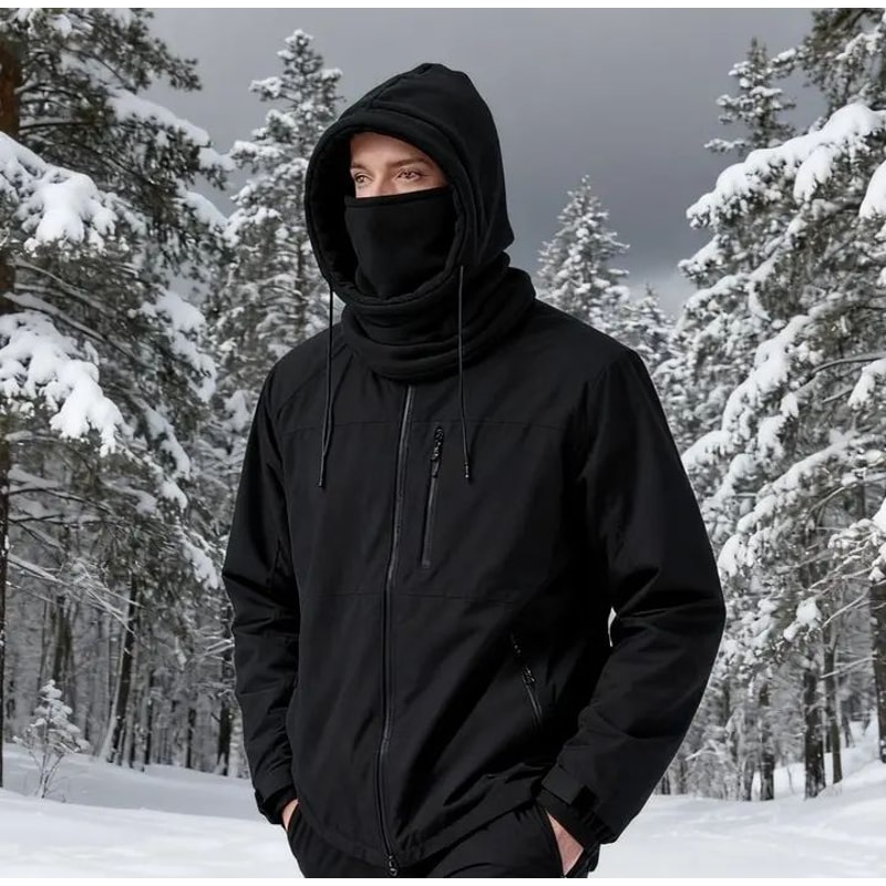 Unisex Winter Knit Balaclava Hood With Drawstring 1