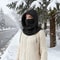 Unisex Winter Knit Balaclava Hood With Drawstring 4