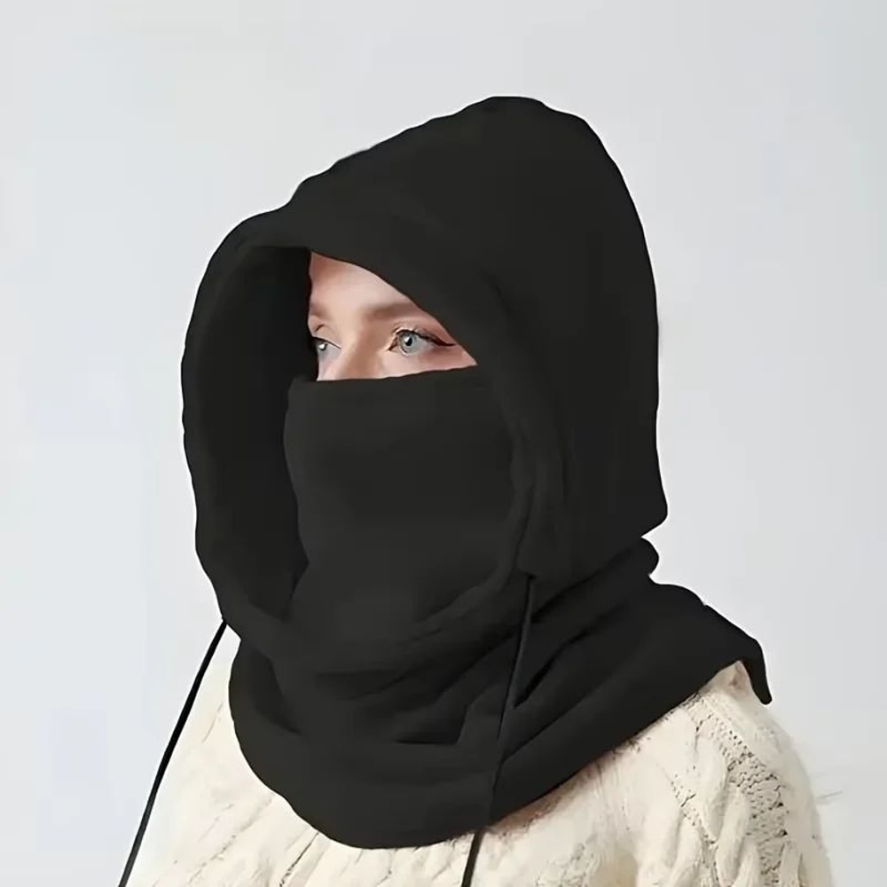 Unisex Winter Knit Balaclava Hood With Drawstring 6