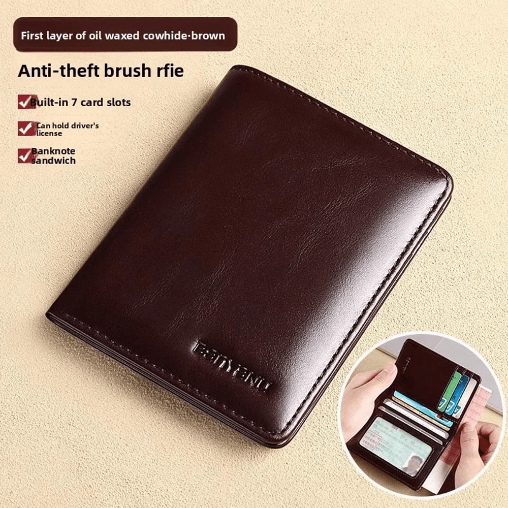 Genuine Leather RFID Trifold Wallet For Men Secure Slim Design 12