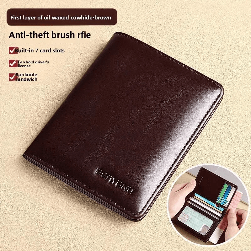 Genuine Leather RFID Trifold Wallet For Men Secure Slim Design 12