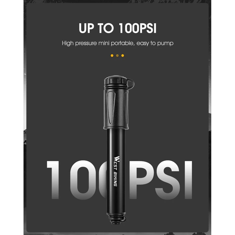 WEST BIKING Mini Bike Pump 100PSI Aluminum Alloy 8