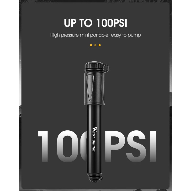 WEST BIKING Mini Bike Pump 100PSI Aluminum Alloy 8