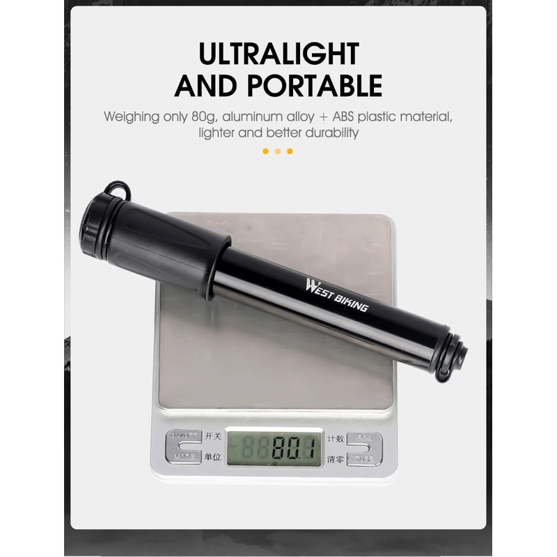 WEST BIKING Mini Bike Pump 100PSI Aluminum Alloy 14