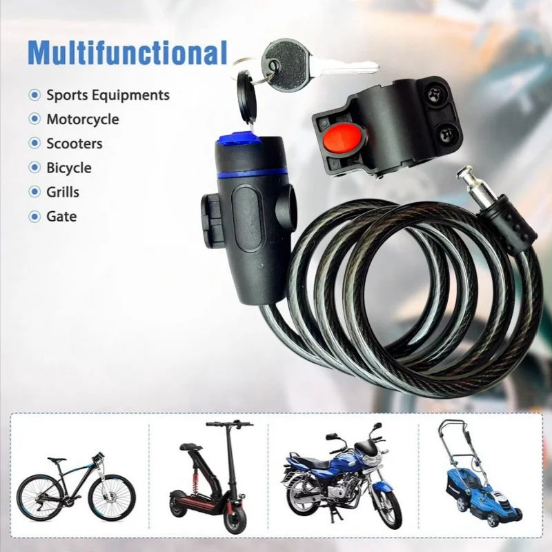 80cm Heavy Duty Bike Chain Lock With 2 Keys AntiTheft 0