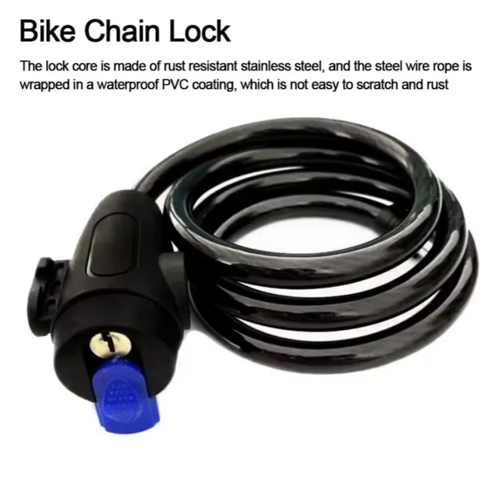 80cm Heavy Duty Bike Chain Lock With 2 Keys AntiTheft 2