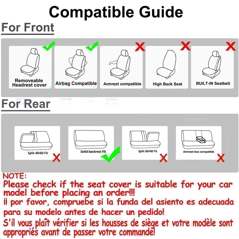AUTO PLUS Universal Full Set Car Seat Covers For Most Vehicles 7