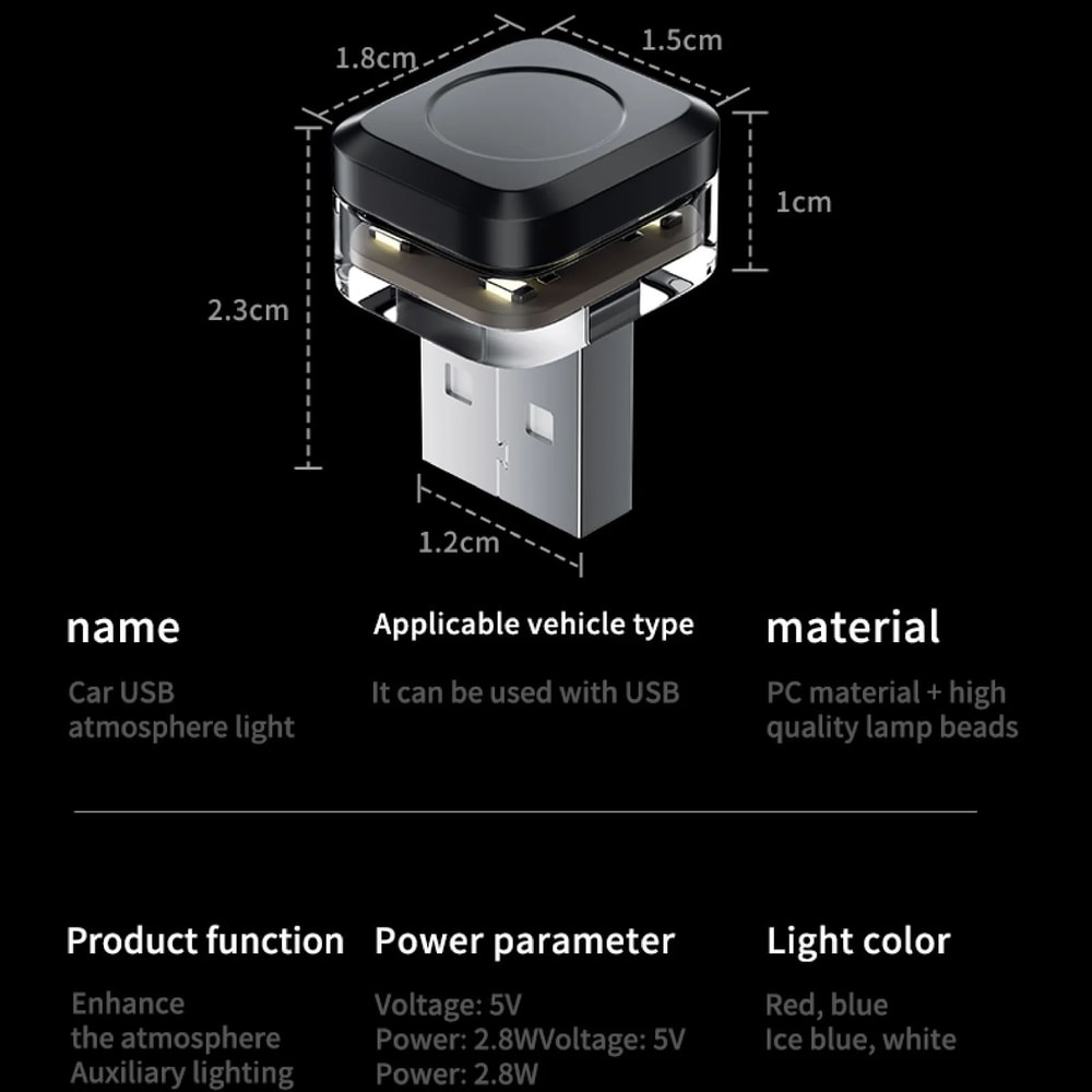 Car USB LED Interior Mood Light Plug And Play 2