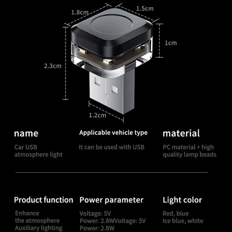 Car USB LED Interior Mood Light Plug And Play 2