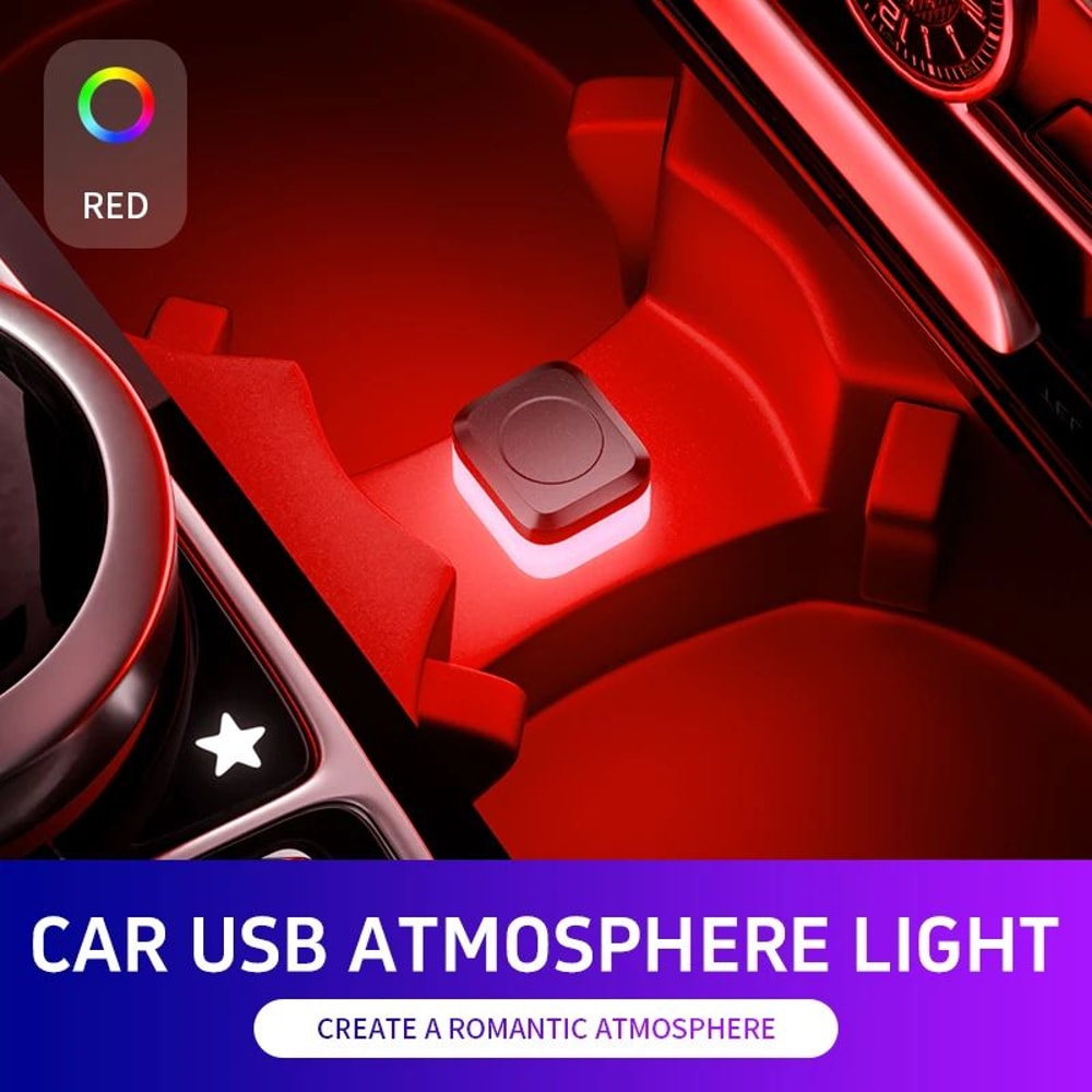 Car USB LED Interior Mood Light Plug And Play 6