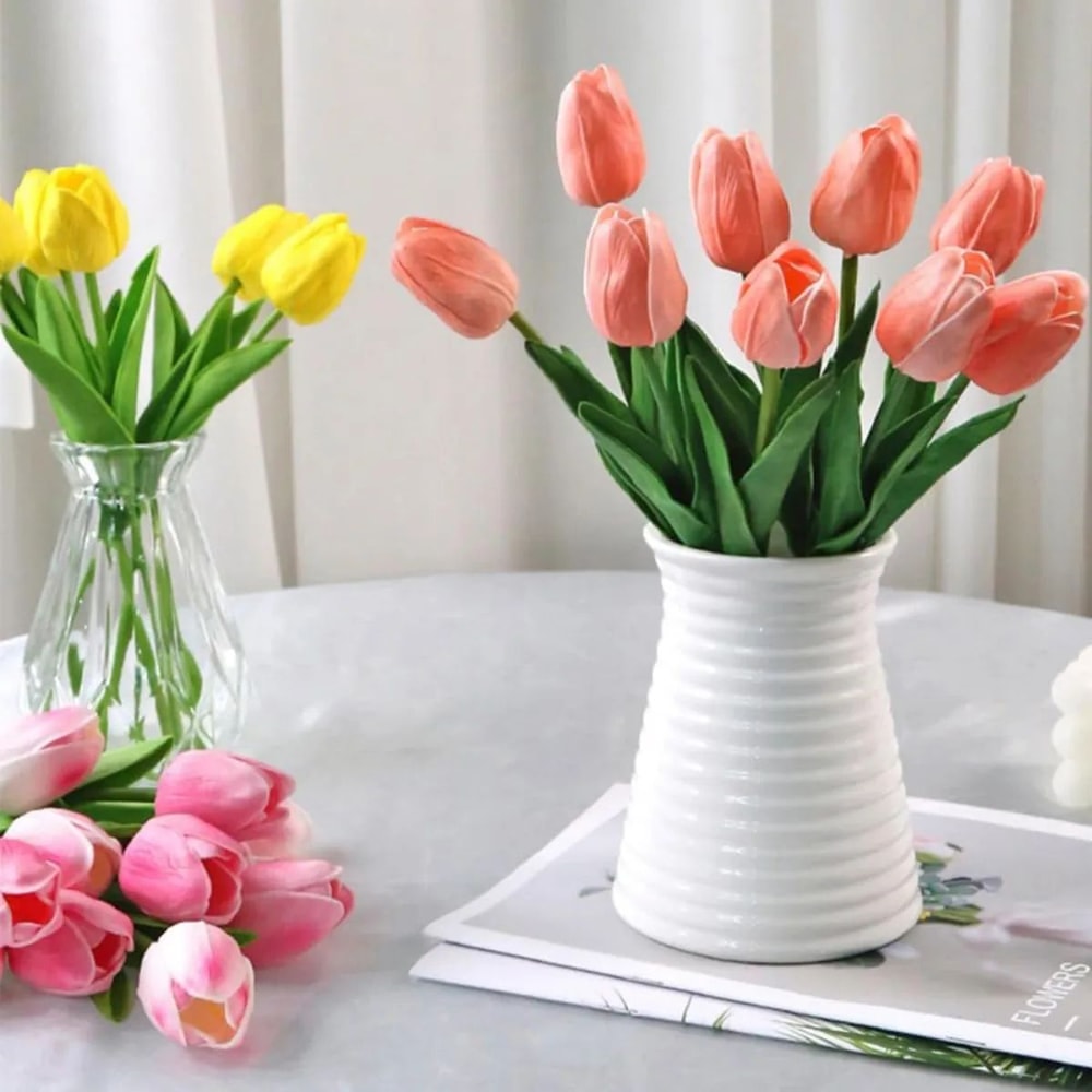 10Pcs Realistic Artificial Tulip Flowers For Home Decor 3