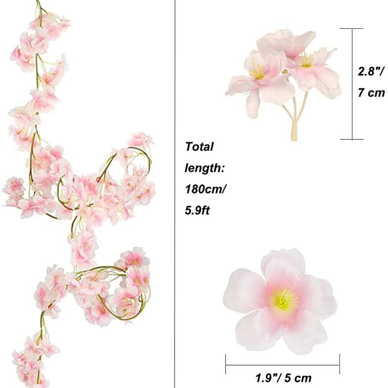 180 CM Artificial Sakura Flower Vine For Wedding Home Decor 6