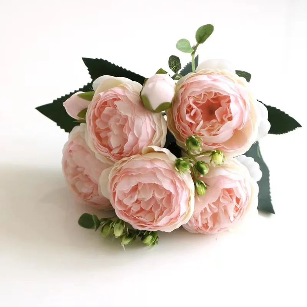 Silk Peony And Rose Artificial Flower Bouquet For Decor 22