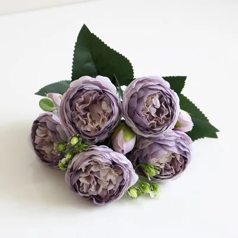 Silk Peony And Rose Artificial Flower Bouquet For Decor 24