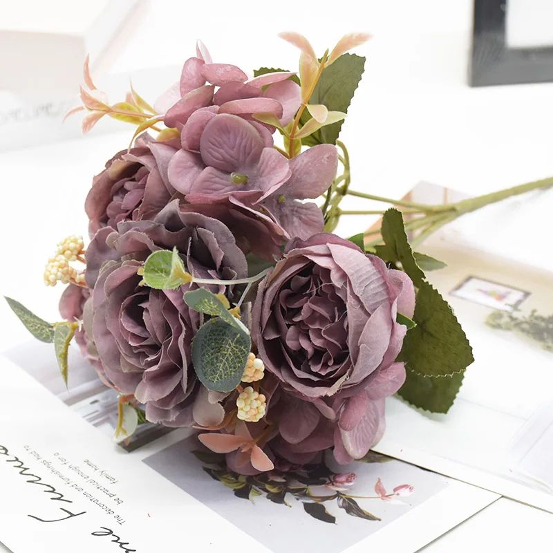 Artificial Rose And Peony Flower Bouquet For Wedding And Home Decor 11