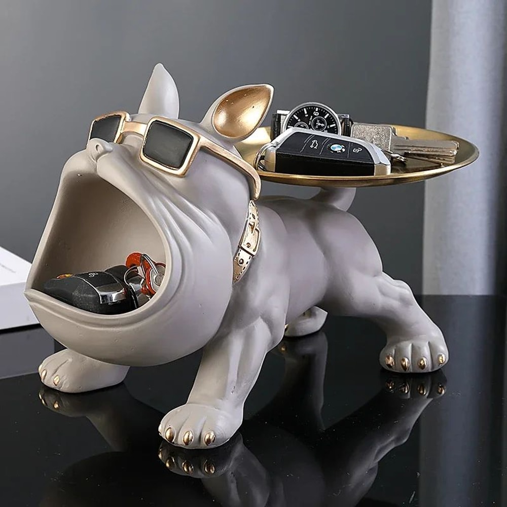 30 CM Resin Bulldog Figurine Storage Box Decorative Dog Statue 1