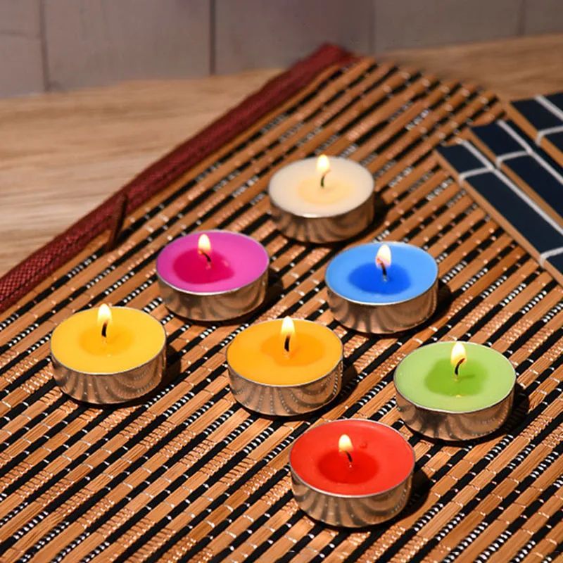 10 Pcs Round Aluminum Tea Candles Smokeless Odorless 0