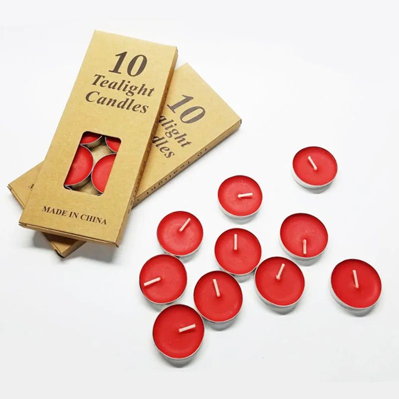 10 Pcs Round Aluminum Tea Candles Smokeless Odorless 6