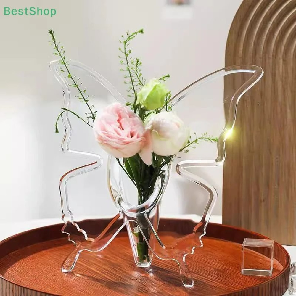 Transparent Acrylic Butterfly Photo Frame Vase For Flowers 0